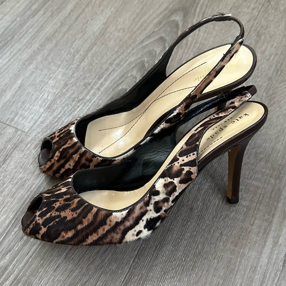 Kate Spade Brown Grammy Tiger Print Calf Hair Heel